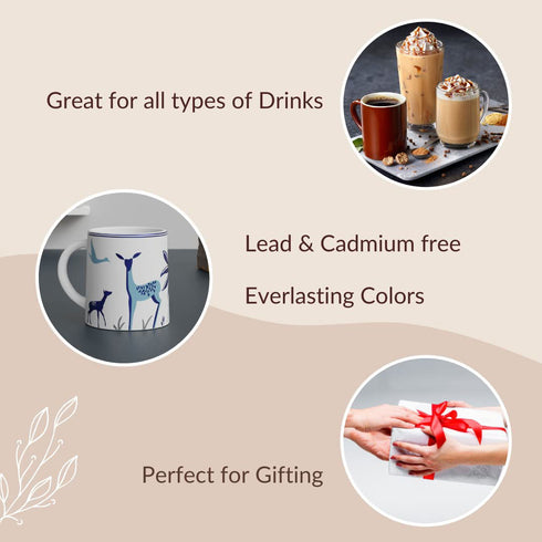 Stag Blue Coffee Mug Set (Set of 6) - The Earth Store - Mug Set